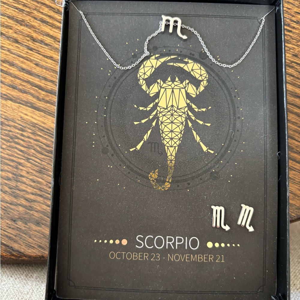 Scorpio Zodiac Necklace and Earrings Set (Scorpio)